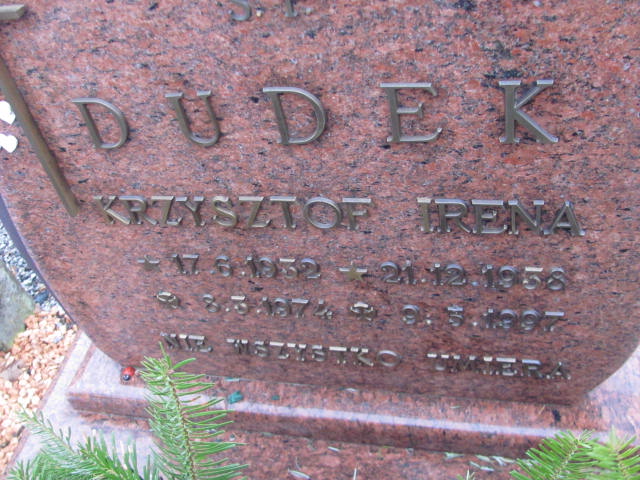 Irena Dudek 1938 Oleśnica - Grobonet - Wyszukiwarka osób pochowanych