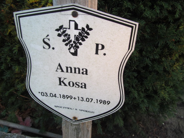 Anna Kosa 1899 Oleśnica - Grobonet - Wyszukiwarka osób pochowanych